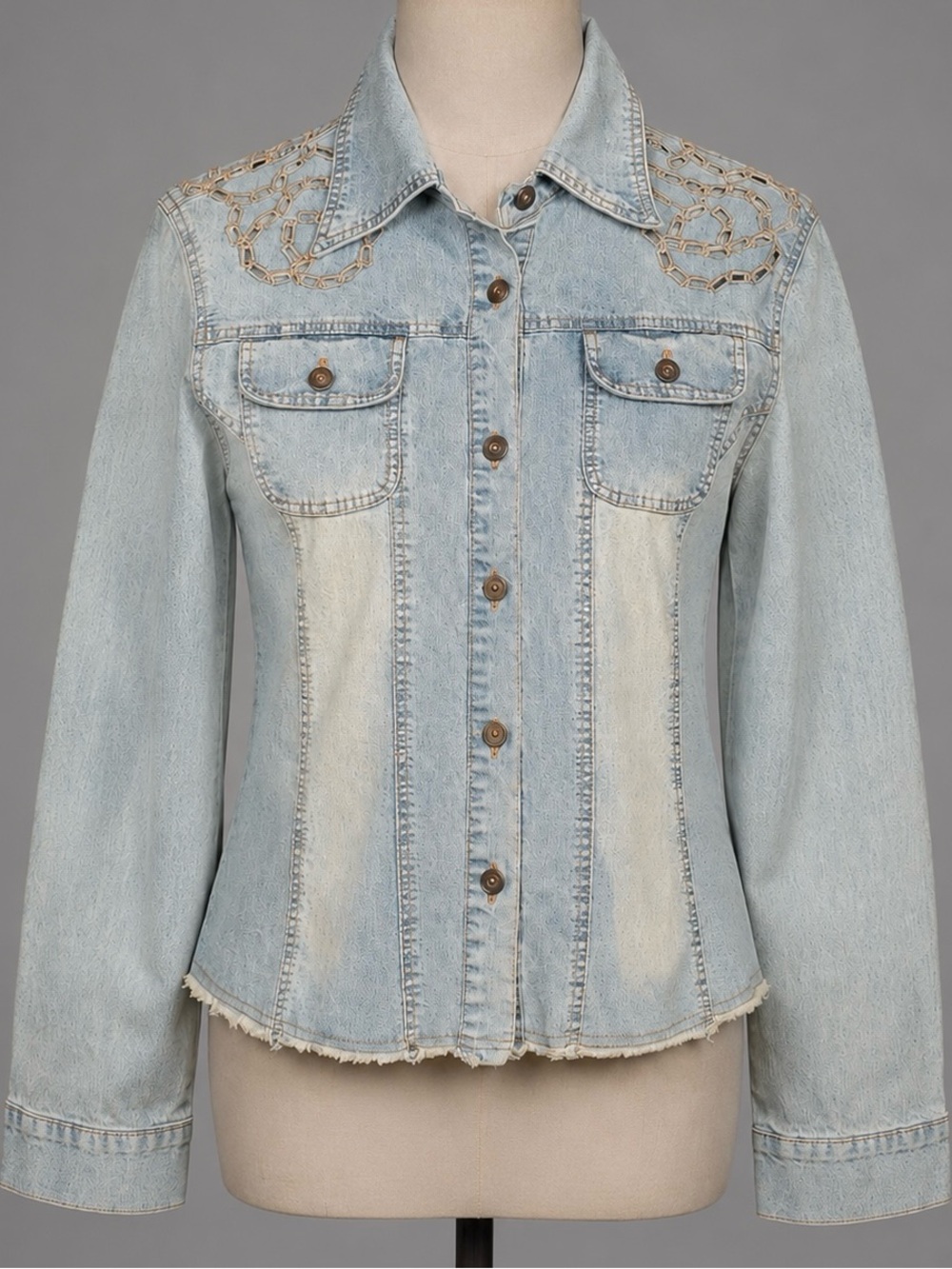 Vintage NESS Embroidered Cut Out Shirt Top